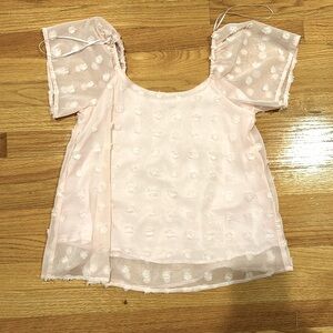 Francesca’s light pink top Swiss dot